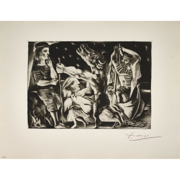 Picasso, Pablo, Minotaure aveugle guidé par une fillette dans la nuit Suite Vollard, 1934