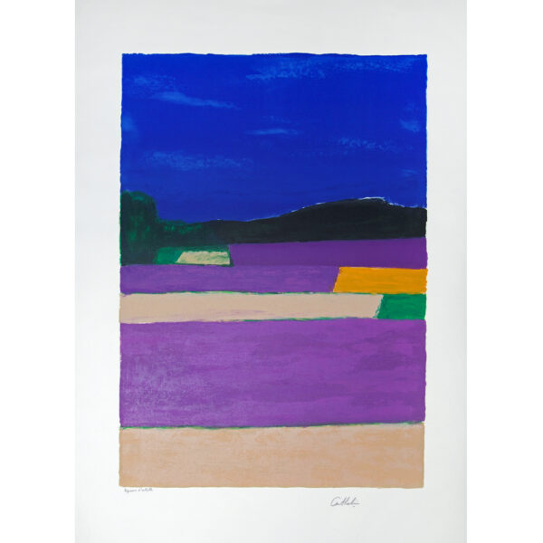 Lithography Lavender fields of the Drôme provençale by Bernard Cathelin