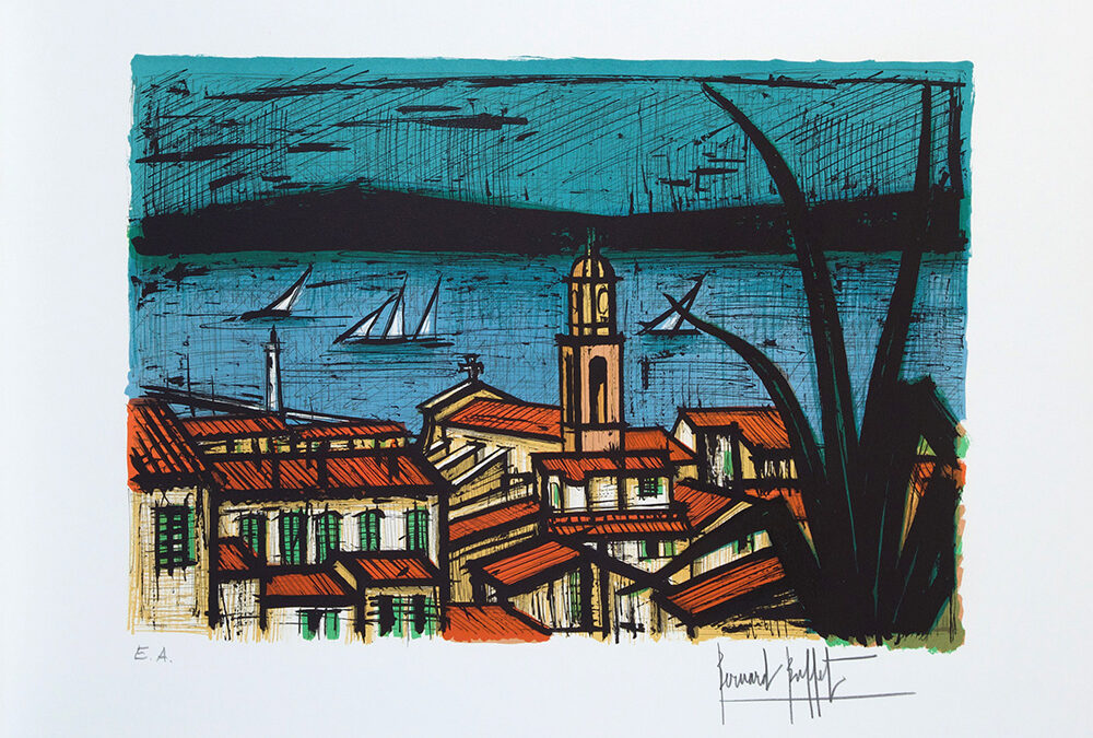 Lithographie originale Vue de Saint-Tropez de Bernard Buffet
