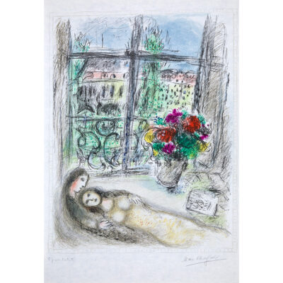 Original lithograph Quai des Célestins by Marc Chagall, 1975